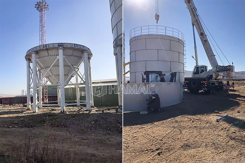 The whole cone part and body part of this 700ton large cement silo for sale. 