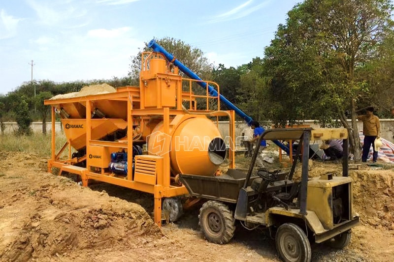 Portable concrete batching plant in Myanmar 