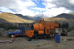 Client’s working site is in the rural area, there is not commercial concrete batching plant there. 
This client wants to produce concrete by himself, and then he wants to pump the concrete directly to the building sites. After communicating with us